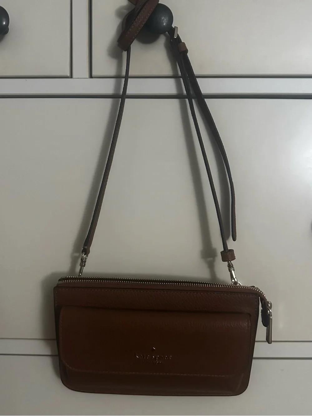 Kate Spade Small Flap Crossbody Bag Leila Warm Ginge Brown Leather